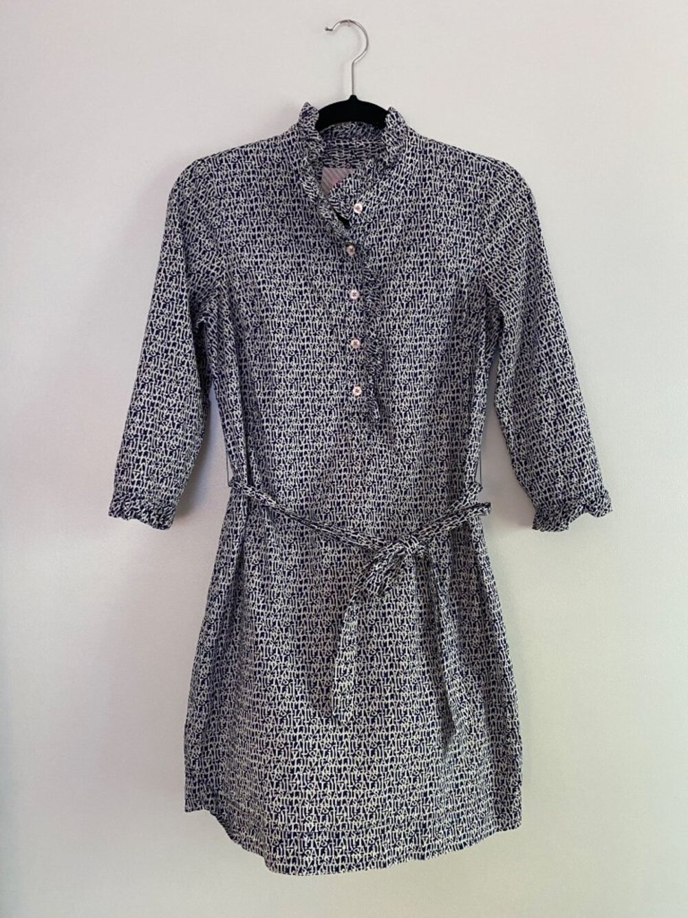 Lilly Pulitzer Navy & White Brinkley Shirt Dress With Belt Size 0 Cotton